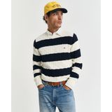 Gant Rundhalspullover STRIPED COTTON CABLE C-NECK besticht durch ein durchgehendes Streifenmuster in Zopfstrickstruktur