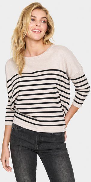 Saint Tropez Strickpullover MilaSZ R-neck Stripe