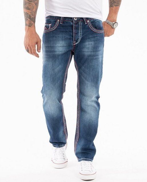 Rock Creek Straight-Jeans Herren Jeans dicke Nähte Dunkelblau RC-2272