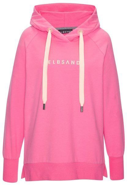 Elbsand Kapuzensweatshirt Svana mit Logoprint, bequemer Hoodie, seitliche Schlitze