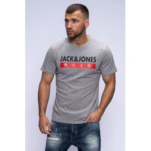 Jack & Jones Print-Shirt ELEMENTS TEE SS CREW NECK Kurzarmshirt aus Baumwolle Stretch Shirt Baumwoll-Jersey Logo Druck