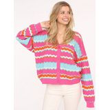 Zwillingsherz Strickjacke "Streifen Wellen" Mit unifarbenen Bündchen