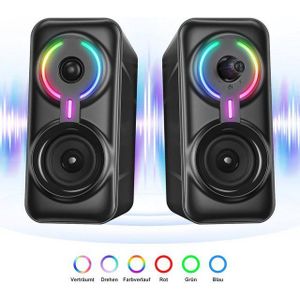 VSIUO 3,5 mm AUX Klinke Bluetooth Speaker Bluetooth-Lautsprecher 2.0 (10 W, PC Lautsprecher Set für Laptop, Computer, Tablet und Smartphone)