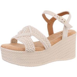 Ital-Design Komfortable Sandalen mit Absatz und stylischem Design Plateausandaletten (89092193) Keilabsatz/Wedge Keilsandaletten in Beige