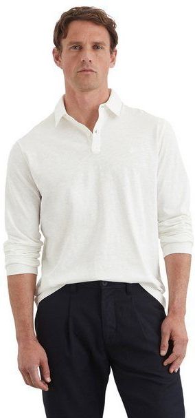 Marc O'Polo Langarm-Poloshirt in softem Slub-Jersey