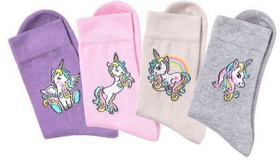H.I.S Basicsocken (Packung, 4-Paar) mit Einhorn Motiven