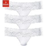 Vivance String (3er-Pack) aus elastischer Baumwolle mit floraler Spitze