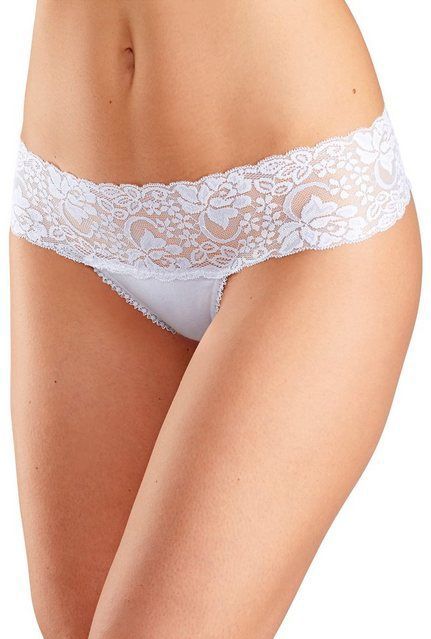 Vivance String (3er-Pack) aus elastischer Baumwolle mit floraler Spitze