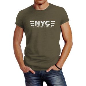Neverless Print-Shirt Herren T-Shirt Aufdruck NYC New York City Airforce Supply Army Print mit Print