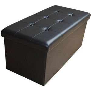 style home Sitzbank faltbare Sitzhocker mit Stauraum, 76*38*38cm (Aufbewahrungsbox mit Deckel, gepolstert Sitzwürfel Fußhocker, Sitztruhe aus Kunstleder), für Wohnzimmer Schlafzimmer, Schwarz