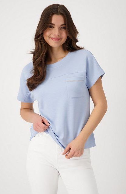 Monari Sweatshirt Sweatshirt Basic Kette Mit Rundhalsausschnitt