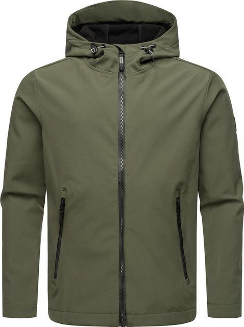 Ragwear Softshelljacke Shellwie Warm wasserdichte Herren Übergangsjacke mit großer Kapuze