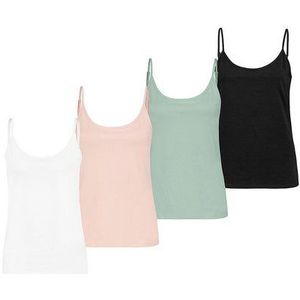 SUBLEVEL Shirttop Spaghettiträger-, einfarbig, Baumwolle, 4er-Pack (4-tlg) Strap-Top 4er-Pack