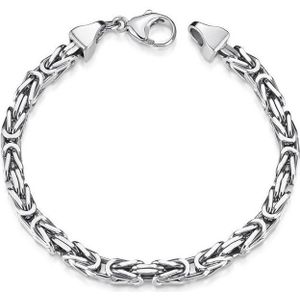 Materia Königsarmband Herren Königskette 5mm diamantiert SA-10, 925 Sterling Silber, rhodiniert