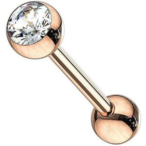 Taffstyle Piercing-Set Zungenpiercing Hantel Rose vergoldet Kristallkugel, Piercingfaktor Barbell Stecker Zungenpiercing Zunge Mund Rose Gold