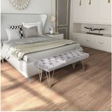 HOMCOM Sitzbank Schuhbank mit Samtoptik (Bettbank, 1-St., Polyesterbank), Grau 116 x 44,5 x 49 cm
