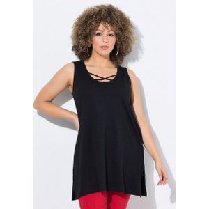Ulla Popken Longtop Longtop Zierbänder A-Linie Rundhals ärmellos