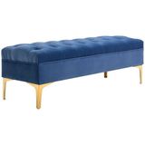 HOMCOM Polsterbank Schlafzimmerbank mit erhöhten Beine (Sitzottomane, 1-St., Sitzbank), Samt Blau 118 x 45 x 42 cm
