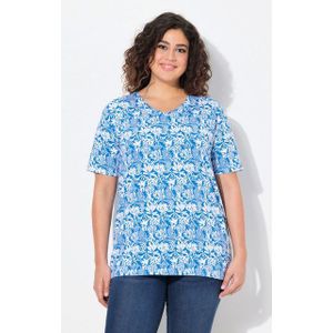 Ulla Popken T-Shirt T-Shirt floraler Druck A-Linie V-Ausschnitt