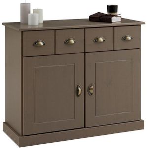 IDIMEX Kommode PARIS, Sideboard mit Schubladen & Muschelgriffen Kiefer Massivholz taupe