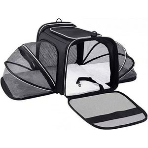 DOPWii Tiertransporttasche Haustiertasche mit Schulterriemen,Katzentasche,Große Fassungsvermögen, 48*29*28cm, Beidseitig erweiterbar