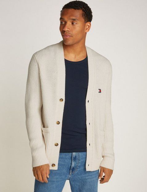 Tommy Jeans Cardigan TJM REG JERSEY STITCH CARDI mit Logostickerei