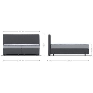 DELIFE Boxspringbett Dream-Well, Mikrofaser Grau 200x200 cm mit Taschenfederkernmatratze und Topper Vis