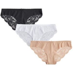 Next Brasilslip 3er-Pack Nahtlose Slips mit Spitze, Brazilian (3-St)