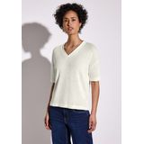 STREET ONE T-Shirt im Strick-Look mit V-Ausschnitt