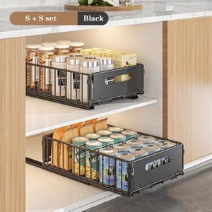 GarveeMore Küchenorganizer-Set 2 Stück Teleskopschublade, Faltbare Ausziehbarer Schrank Organizer, S, (2-tlg)