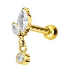 PIERCINGLINE Single-Ohrstecker Titan Ohrpiercing mit Innengewinde KNOSPE + KRISTALL (Mini-Barbells / 1 Stk)