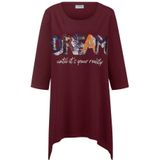 MIAMODA Longshirt Longshirt Pailletten-Schriftzug Zipfelsaum