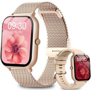 Yuede Smartwatch, Fitness Tracker uhr mit Anruffunktion für Damen und Herren Smartwatch (Quadratischer 1,85''-Voll-Touch-Farbdisplay Zoll Zoll) Gesundheits-Smartwatch mit Blutsauerstoff, Blutdruckmessung, Herzfrequenz, Schlafqualität, Schrittzähler, Atemtraining, Musiksteuerung und Fernfotografie etc., IP67 wasserdichte Sportuhr mit 100 Sportmodi und Doppelriemen, für Android IOS