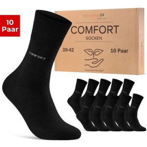 sockenkauf24 Gesundheitssocken Comfort Socken ohne Gummibund & ohne Naht mit Komfortbund (10-Paar) Socken ohne Gummi aus Baumwolle für Damen und Herren