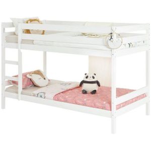 IDIMEX Etagenbett FELIX, Hochbett für 2 Kinder 90x200cm, Kiderbett mit Leiter Massivholz weiß