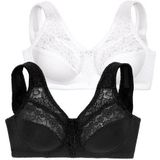 petite fleur Entlastungs-BH (Packung, 2 Stück) ohne Bügel, mit eleganter Spitze, Basic Dessous