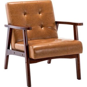 HomeMiYN Loungesessel Retro Holzsessel Loungesessel Polsterstuhl Wohnzimmer mit Armlehnen, mit Holzfoben