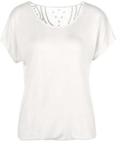 Vivance Kurzarmshirt mit Häkelspitze am Rücken aus weichem Viskose-Stretch