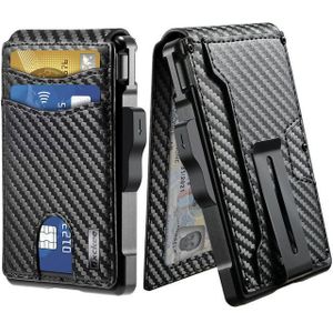 ibettertec Geldbörse Slim Wallet, Portemonnaie klein, Carbon Geldbörse, Geldbeutel (Portmonee, Kartenetui, RFID Schutz Mini/Smart, Wallet/Kreditkartenetui Herren/Hält 12 Karten)
