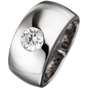 JOBO Silberring, breit 925 Silber mit Zirkonia