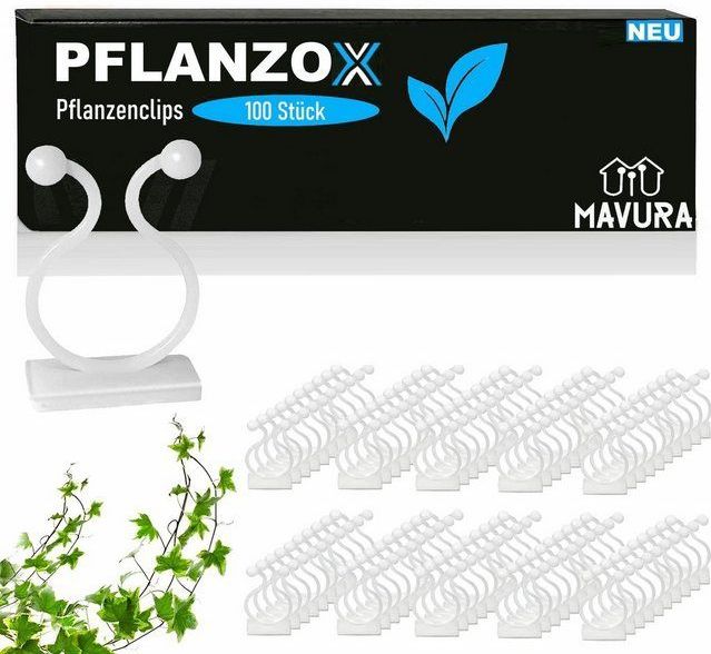 MAVURA Rankhilfe PFLANZOX Pflanzenclips Rankhilfe für Kletterpflanzen Blumenklammern, PFLANZOX Pflanzenclips Rankhilfe für Kletterpflanzen Blumenklammern, Pflanzenklammern Tomatenclips Wand Pflanzen Klammern Clips 100 Stück