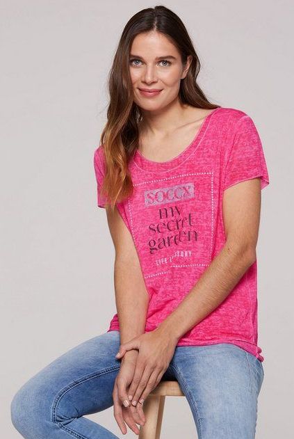 SOCCX 2-in-1-Shirt mit Glitzernaht an den Kanten und Säumen