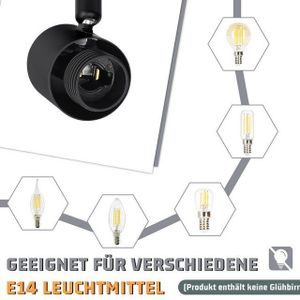 ZMH Deckenstrahler 2/3/4 Flammig E14 Glas Lampenschirm Deckenlampe Vintage Wohnzimmer, Einfache Installation, ohne Leuchtmittel, Schwarz Schwenkbar 350° Morden Spots für Hotellobby Schlafzimmer