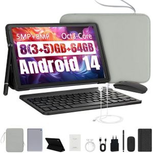 Happybe 10.1 Tablet mit Tastatur, Schutzhülle, Maus, Stylus, BT 5.0 WiFi 6 Tablet (10", 128 GB)