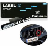 MAVURA Aufkleber LABEL-X "AMG" Schriftzug Emblem Logo f. Mercedes Panamericana, Kühlergrill für ALLE Fahrzeugmodelle