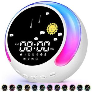 ZEUOPQ Kinderwecker Kinderwecker dimmbarer Wecker mit Touch-Nachtlicht 12 Lichtfarben mit beruhigenden Soundeffekten eingebauter Bluetooth-Lautsprecher
