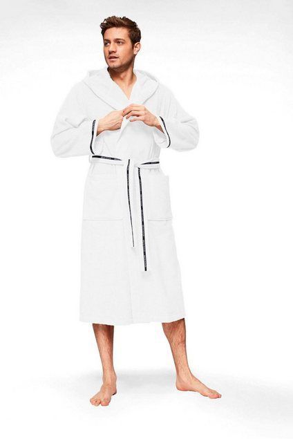 Bruno Banani Herrenbademantel »Danny« Normallänge & Überlänge, auch in extra lang, Hotelbademantel, Langform, Walkfrottee, Kapuze, Gürtel, mit Logostreifen, Herren Bademantel aus 100% Baumwolle, S-4XL