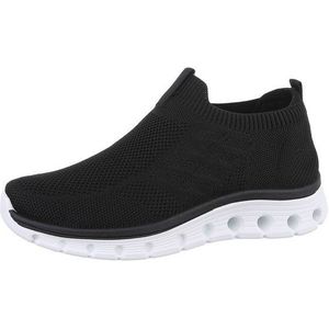 Ital-Design Damen Low-Top Freizeit Sneaker (86188314) Flach Sneakers Low in Schwarz