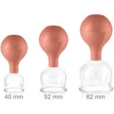 pulox Vakuum-Massager Schröpfgläser Set aus Echtglas 3 Stück diverse Größen groß Braun