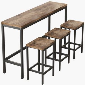 Celya Bartisch Küchen-Esstisch,Kneipentisch, langes Esstisch-Set mit 3 Hockern, Einfache Montage